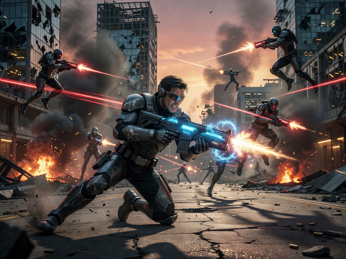 Action packed gaming scene rendered sharply on screen