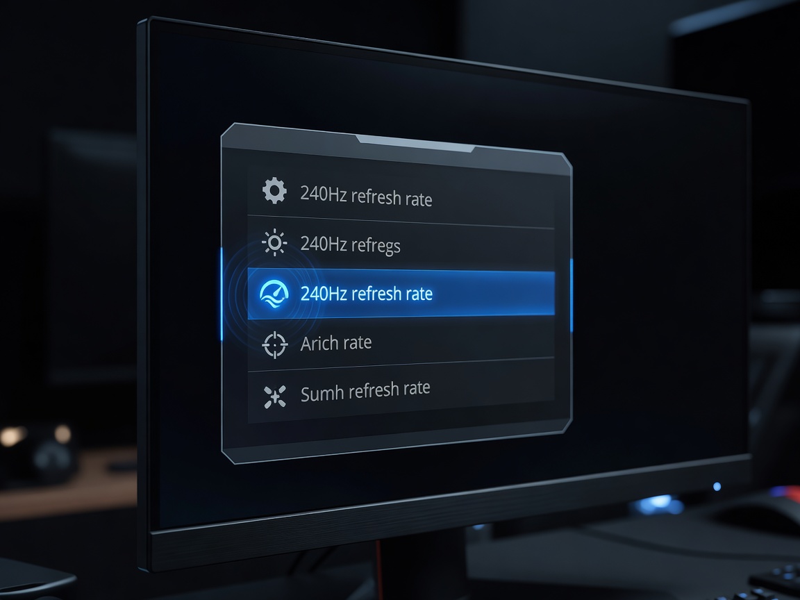 On screen display menu showing 240Hz refresh rate active