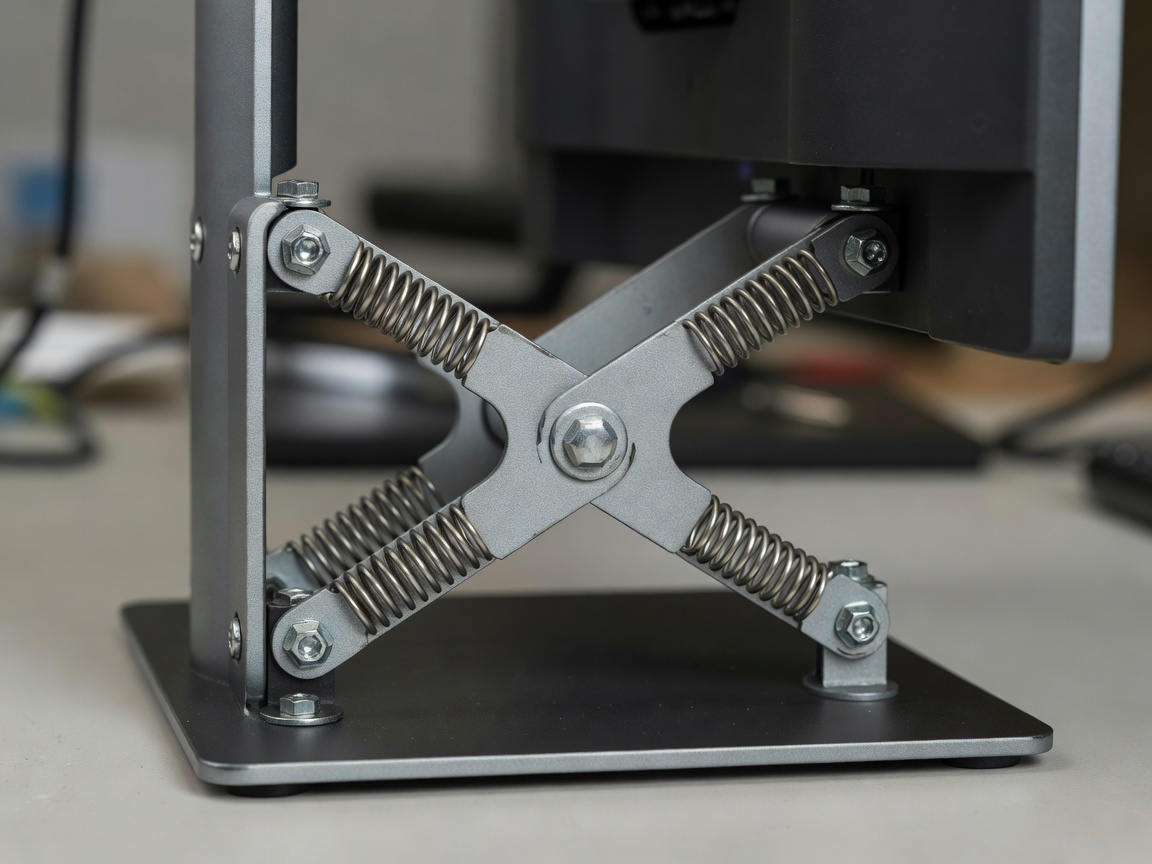 Mechanical tilt hinge on a budget monitor stand